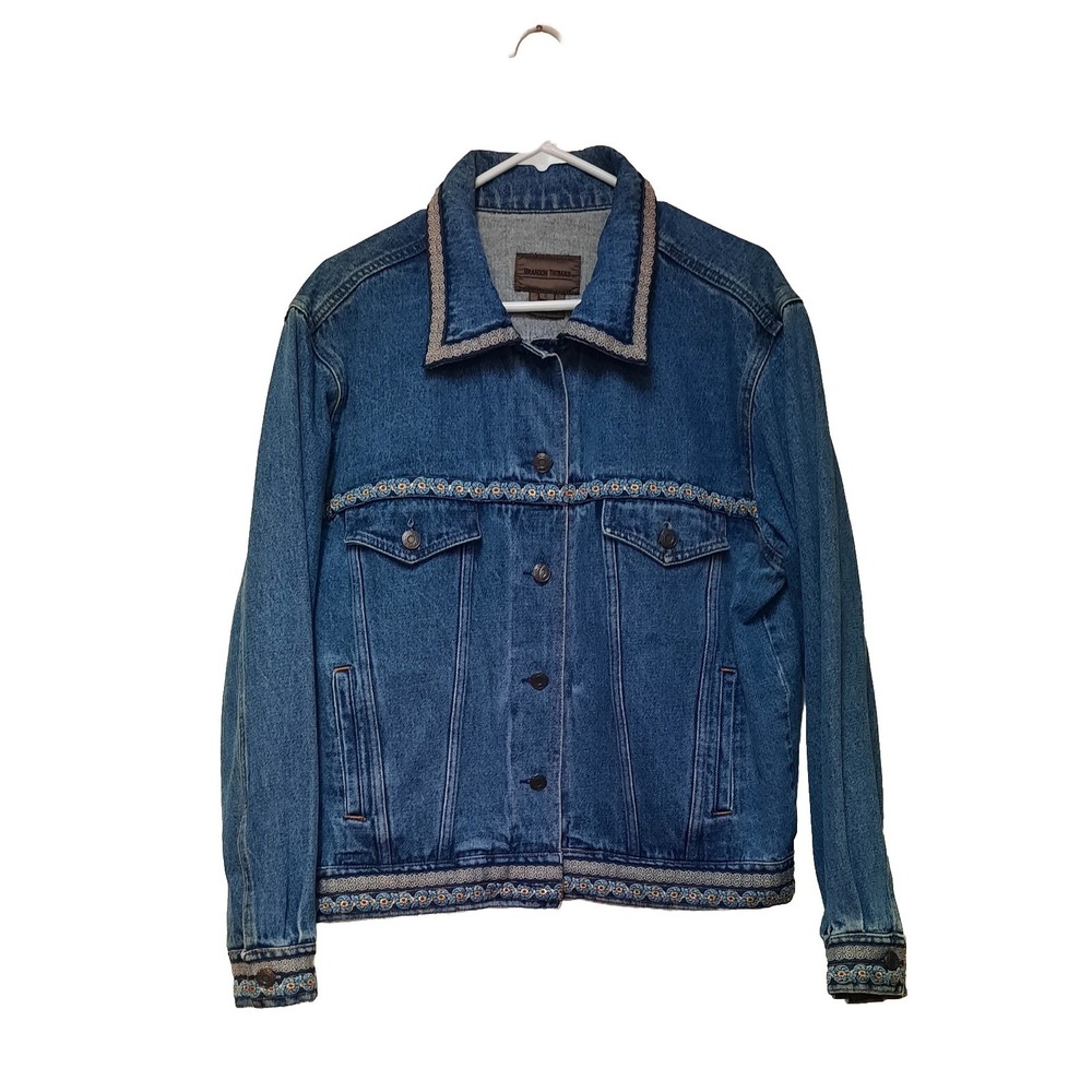 Brandon Thomas Denim Jacket Pretty Detailing Size Large